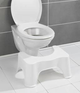 Toilettenhocker aus Kunststoff Weiß - Kunststoff - 33 x 21 x 48 cm