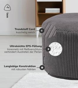 Pouf Hocker Sitzhocker Cord Ø 50cm Anthrazit - 50 x 30 x 50 cm