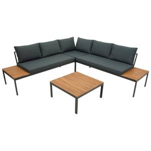 Loungeset Rangun 2-teilig Braun - Grau - Metall - Massivholz - Holzart/Dekor - 225 x 67 x 225 cm