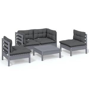 5-tlg. Garten-Lounge-Set mit Kissen Grau