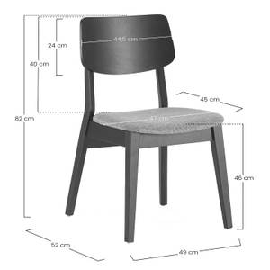 Pack de 2 chaises Susi Noir - Bois manufacturé - Bois massif - 52 x 82 x 49 cm