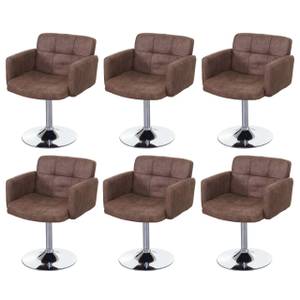 Chaise capitonnée Houston (lot de 6) Marron - Textile - 60 x 80 x 55 cm