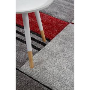 Tapis de salon moderne et design YARI Gris - Rouge - 130 x 190 cm