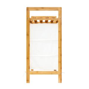 Wäschesammler Bambus LINEA mit Regal Braun - Weiß - Bambus - Textil - 70 x 77 x 36 cm