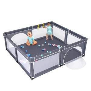 Baby Laufstall mit 50 Spielbällen Grau - Kunststoff - 186 x 68 x 206 cm