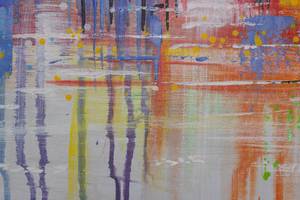 Bild gemalt Venice Skyline Silhouette Grau - Massivholz - Textil - Holz teilmassiv - 120 x 60 x 4 cm