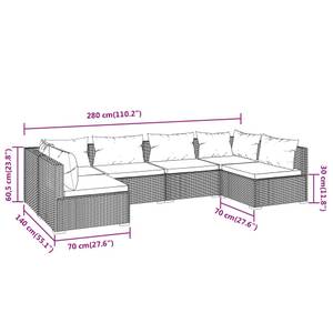 Garten-Lounge-Set (6-teilig) 3013633-3 Braun - Creme - Weiß - Anzahl Teile im Set: 6