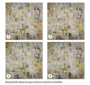 Acrylbild Laternenschimmer in der Nacht Gelb - Massivholz - Textil - 80 x 80 x 4 cm
