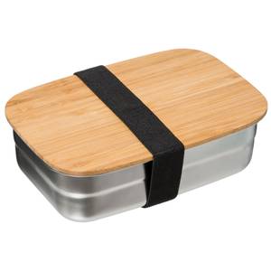 Lunch-Box mit Bambusdeckel, 850 ml Silber - Metall - 13 x 6 x 19 cm
