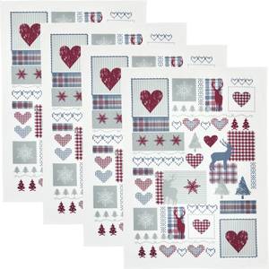 Geschirrtuch 4er-Pack 133104 Grau - Rot - Textil - 50 x 1 x 70 cm