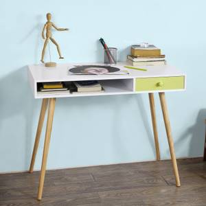 Bureau FWT24-W Blanc - En partie en bois massif - 90 x 73 x 46 cm