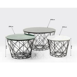 Tables basses East (lot de 3) Noir - Pierre - 80 x 46 x 80 cm