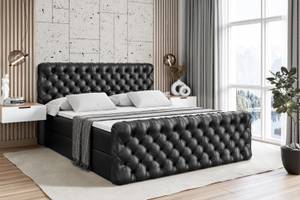 Boxspringbett BOXI8-Z Hochglanz Schwarz - Breite: 180 cm - H3