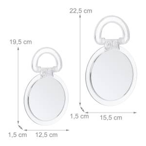 Lot de 2 miroirs avec poignée pliable Verre - Matière plastique - 16 x 23 x 2 cm