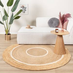 Jute Teppich R Mirai Circle Weiß - Naturfaser - 120 x 1 x 120 cm