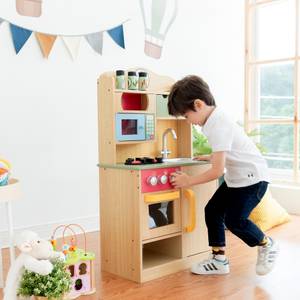 Kinder Holz Spielküche mit Zubehör Braun - Kunststoff - Massivholz - 30 x 91 x 55 cm