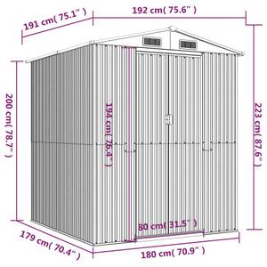 Abri de jardin 3014781-3 Marron foncé - Profondeur : 191 cm