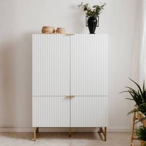 Highboard 2424 Gold - Weiß - Holzwerkstoff - 100 x 142 x 39 cm