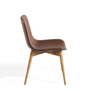 Chaise en simili cuir et bois noyer Marron - Cuir synthétique - Textile - 63 x 87 x 51 cm