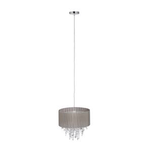 Lampe suspension cristal organza Gris - Métal - Matière plastique - Textile - 32 x 129 x 32 cm