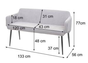 Esszimmer-Set L13 (3-teilig) Weiß - Metall - Textil - 133 x 77 x 56 cm