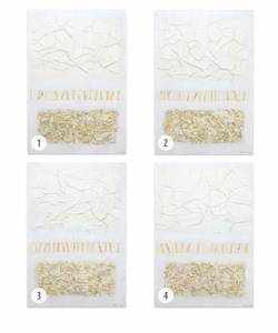 Tableau peint à la main Golden Seed Doré - Blanc - Bois massif - Textile - 80 x 120 x 4 cm