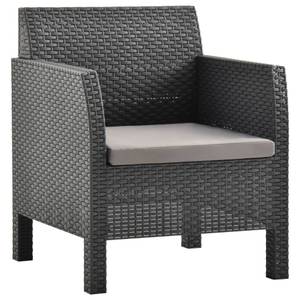 Garten-Lounge-Set Grau - Kunststoff - Polyrattan - 65 x 76 x 240 cm