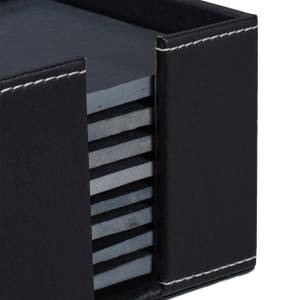 Schiefer Untersetzer 8er Set mit Box Schwarz - Grau - Weiß - Kunststoff - Stein - 12 x 9 x 12 cm