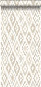 Tapete Ikat-Motiv 7124 Beige - Naturfaser - Textil - 53 x 1005 x 1005 cm