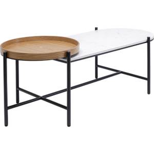 Table basse Layered Blanc - Pierre - 128 x 45 x 55 cm