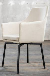 Chaise CALI, fauteuil, microfibre Chaise CALI, fauteuil, chaise de salle à manger, piétement noir mat, microfibre crème - Beige