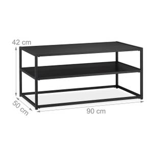 Couchtisch schwarz mit Ablage Schwarz - Holzwerkstoff - Metall - 90 x 42 x 50 cm