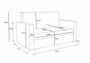 Sofa TWIC Hellgrau - Steingrau - Breite: 132 cm