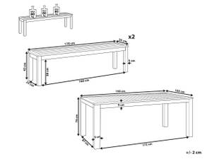 Set de salle à manger MONSANO Marron - Bois massif - 190 x 76 x 105 cm