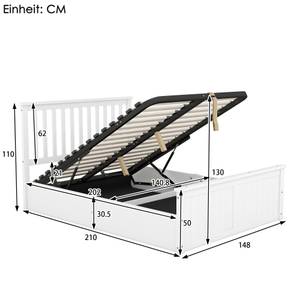 Holzbett M113-01 Weiß - Holzwerkstoff - 148 x 110 x 210 cm