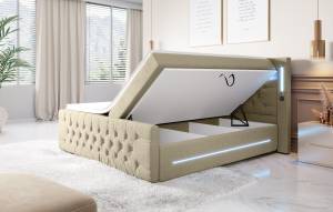 Boxspringbett Moonlight Beige - Breite: 140 cm - H4