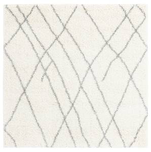 Tapis épais Lachen Fence Blanc crème - 125 x 125 cm