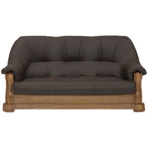 Arkansas Sofa 3-Sitzer Braun - Echtleder - Massivholz - 195 x 95 x 94 cm