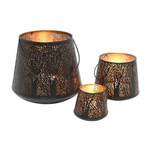 Orientalisches Windlicht Como 3er Set Schwarz - Metall - 28 x 26 x 28 cm