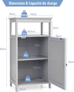 Armoire de Rangement de Salle HW66005 Gris - Bois manufacturé - 30 x 84 x 45 cm