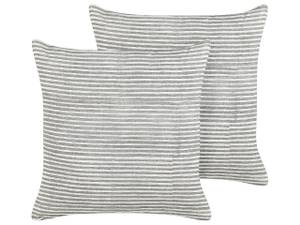 Kissen 2er Set KANPAS Grau - Weiß - Naturfaser - 50 x 8 x 50 cm