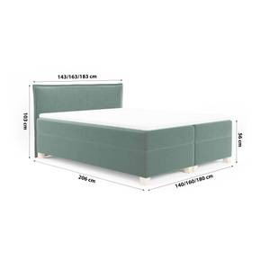 Boxspringbett Doppelbett Martines Bett Grün - Breite: 140 cm