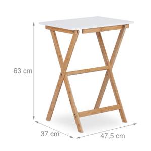 Table pliante blanche en bambou Marron - Blanc - Bambou - Bois manufacturé - 48 x 63 x 37 cm