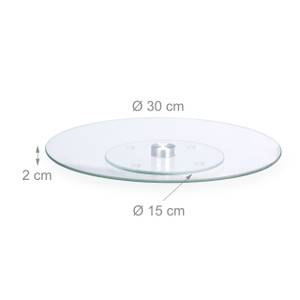 1 x Drehbare Tortenplatte Glas Silber - Glas - Metall - 30 x 2 x 30 cm