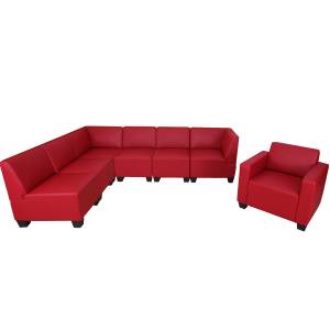 Couch-Garnitur Moncalieri (2-teilig) Rot - Kunstleder - 258 x 76 x 186 cm