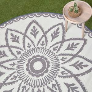 Runder Outdoor-Teppich Henna Grau - Kunststoff - 180 x 1 x 180 cm