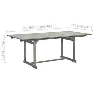 Table de jardin 3012961 Gris - Bois massif - Bois/Imitation - 200 x 75 x 200 cm