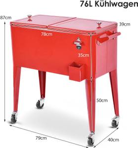 Kühlwagen AB4191DE Rot - Metall - 40 x 87 x 79 cm