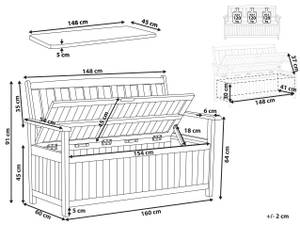 Banc SOVANA Chêne clair - Rouge - Largeur : 160 cm