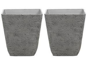 Cache-pot d'extérieur DELOS Gris foncé - Gris - Diamètre : 49 cm - Lot de 2